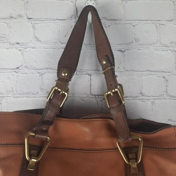 Kooba Colorblock Leather Cognac Satchel Bag Large - Picture 7 of 16